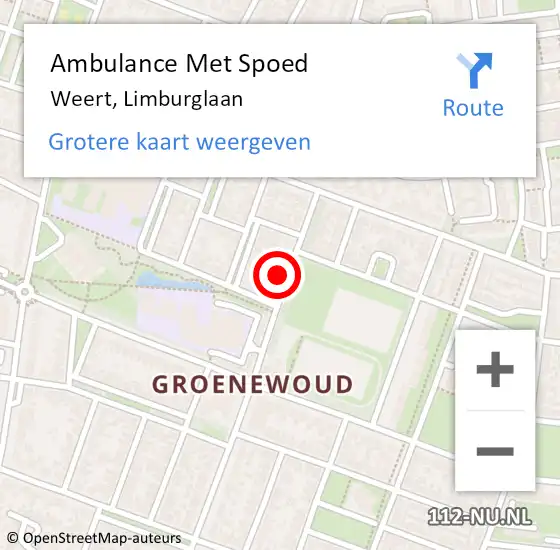 Locatie op kaart van de 112 melding: Ambulance Met Spoed Naar Weert, Limburglaan op 7 september 2024 01:21