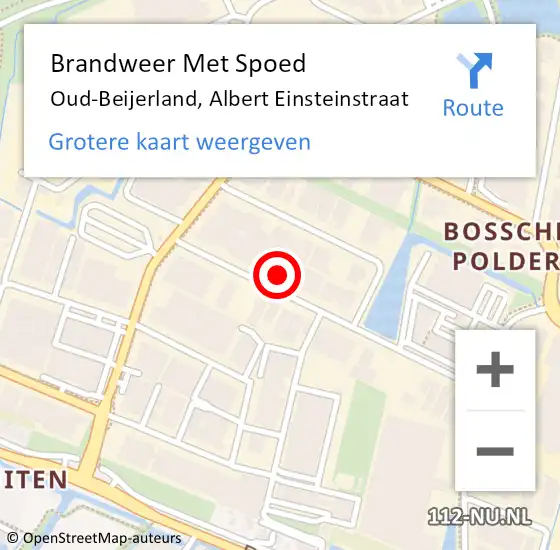 Locatie op kaart van de 112 melding: Brandweer Met Spoed Naar Oud-Beijerland, Albert Einsteinstraat op 7 september 2024 01:39