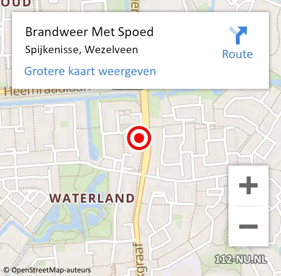 Locatie op kaart van de 112 melding: Brandweer Met Spoed Naar Spijkenisse, Wezelveen op 7 september 2024 02:29