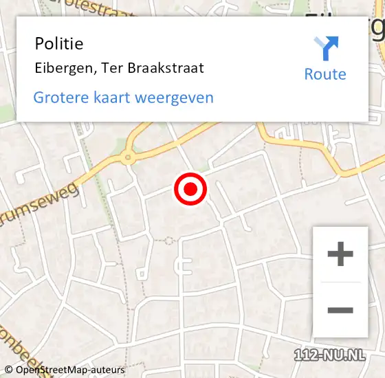 Locatie op kaart van de 112 melding: Politie Eibergen, Ter Braakstraat op 7 september 2024 02:45