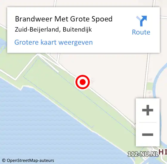 Locatie op kaart van de 112 melding: Brandweer Met Grote Spoed Naar Zuid-Beijerland, Buitendijk op 18 oktober 2013 06:10