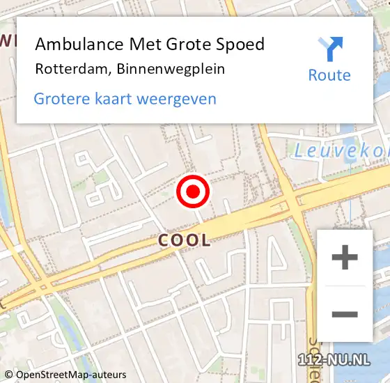 Locatie op kaart van de 112 melding: Ambulance Met Grote Spoed Naar Rotterdam, Binnenwegplein op 7 september 2024 02:58