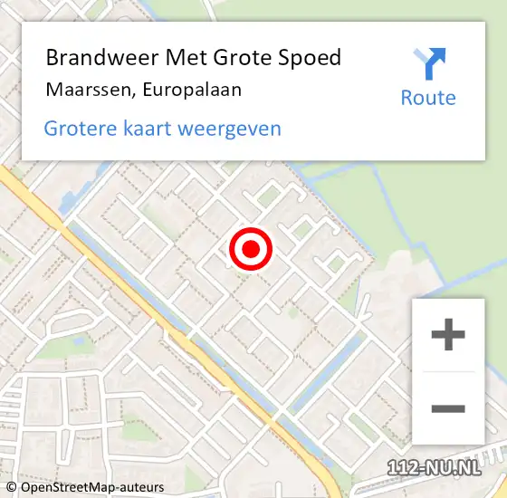 Locatie op kaart van de 112 melding: Brandweer Met Grote Spoed Naar Maarssen, Europalaan op 7 september 2024 03:06