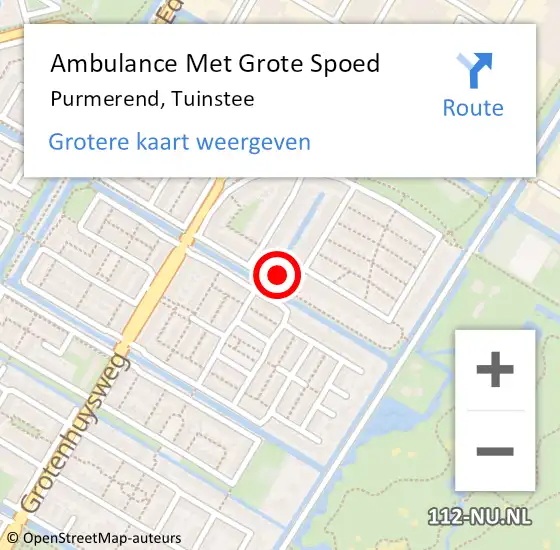 Locatie op kaart van de 112 melding: Ambulance Met Grote Spoed Naar Purmerend, Tuinstee op 7 september 2024 03:11