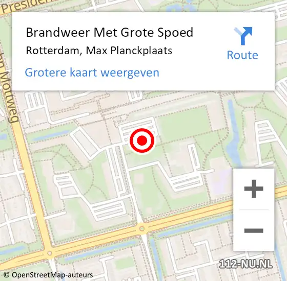 Locatie op kaart van de 112 melding: Brandweer Met Grote Spoed Naar Rotterdam, Max Planckplaats op 7 september 2024 03:19