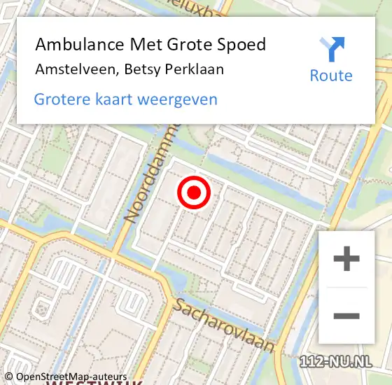 Locatie op kaart van de 112 melding: Ambulance Met Grote Spoed Naar Amstelveen, Betsy Perklaan op 7 september 2024 03:51