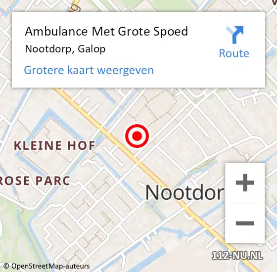 Locatie op kaart van de 112 melding: Ambulance Met Grote Spoed Naar Nootdorp, Galop op 7 september 2024 03:52