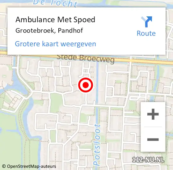 Locatie op kaart van de 112 melding: Ambulance Met Spoed Naar Grootebroek, Pandhof op 7 september 2024 03:54