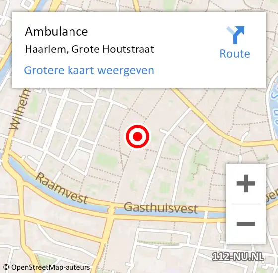 Locatie op kaart van de 112 melding: Ambulance Haarlem, Grote Houtstraat op 7 september 2024 03:56