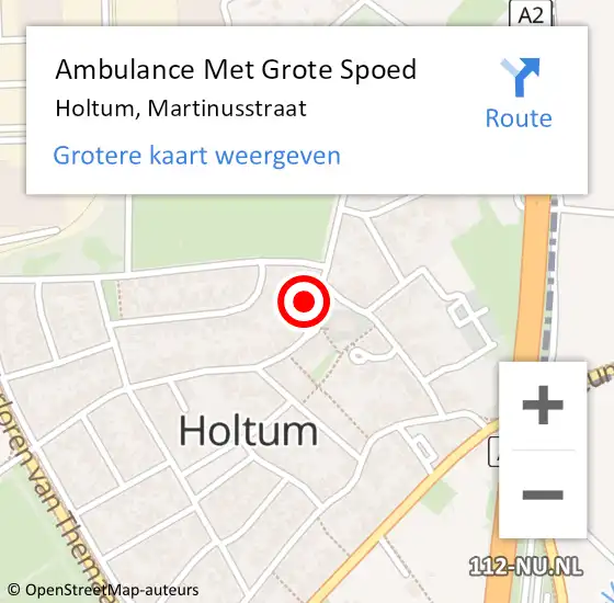 Locatie op kaart van de 112 melding: Ambulance Met Grote Spoed Naar Holtum, Martinusstraat op 19 oktober 2014 09:17