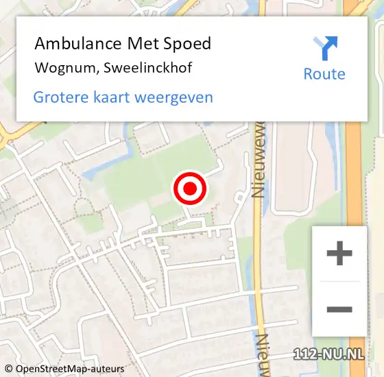 Locatie op kaart van de 112 melding: Ambulance Met Spoed Naar Wognum, Sweelinckhof op 7 september 2024 04:14