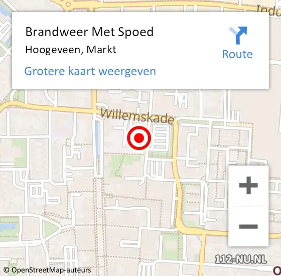 Locatie op kaart van de 112 melding: Brandweer Met Spoed Naar Hoogeveen, Markt op 19 oktober 2014 09:19