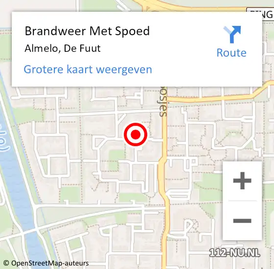 Locatie op kaart van de 112 melding: Brandweer Met Spoed Naar Almelo, De Fuut op 7 september 2024 05:29