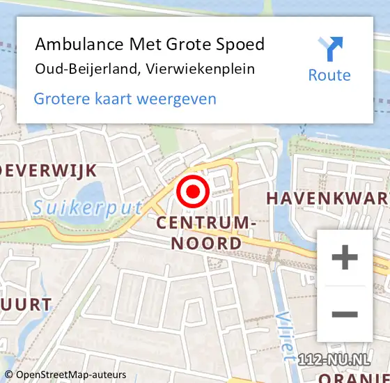 Locatie op kaart van de 112 melding: Ambulance Met Grote Spoed Naar Oud-Beijerland, Vierwiekenplein op 7 september 2024 06:48