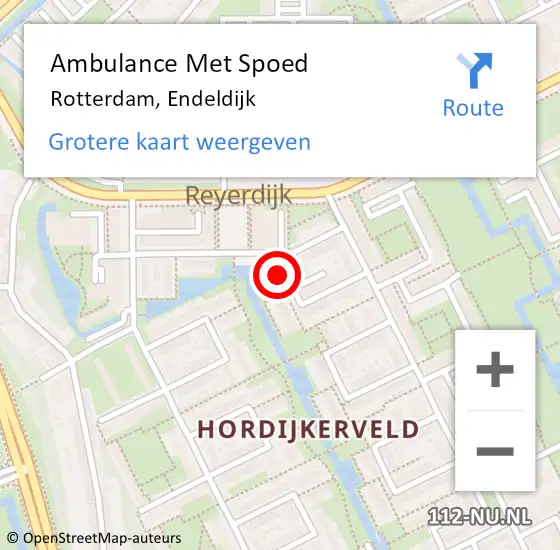 Locatie op kaart van de 112 melding: Ambulance Met Spoed Naar Rotterdam, Endeldijk op 7 september 2024 07:04