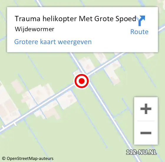 Locatie op kaart van de 112 melding: Trauma helikopter Met Grote Spoed Naar Wijdewormer op 7 september 2024 07:09