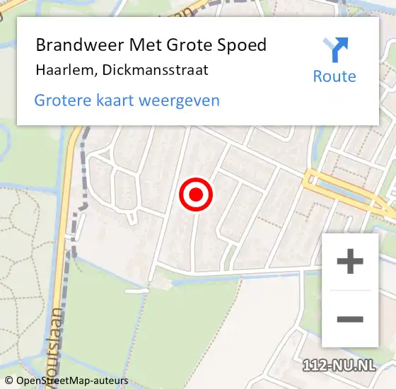 Locatie op kaart van de 112 melding: Brandweer Met Grote Spoed Naar Haarlem, Dickmansstraat op 7 september 2024 07:36