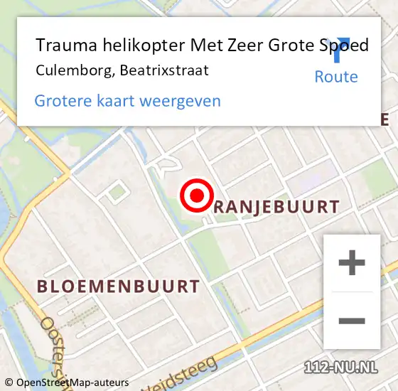 Locatie op kaart van de 112 melding: Trauma helikopter Met Zeer Grote Spoed Naar Culemborg, Beatrixstraat op 7 september 2024 08:29