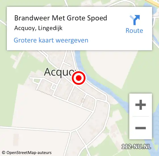 Locatie op kaart van de 112 melding: Brandweer Met Grote Spoed Naar Acquoy, Lingedijk op 19 oktober 2014 09:31