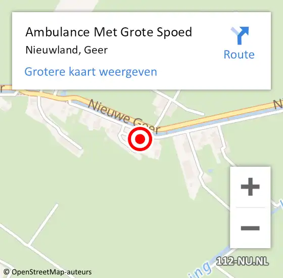 Locatie op kaart van de 112 melding: Ambulance Met Grote Spoed Naar Nieuwland, Geer op 7 september 2024 09:12