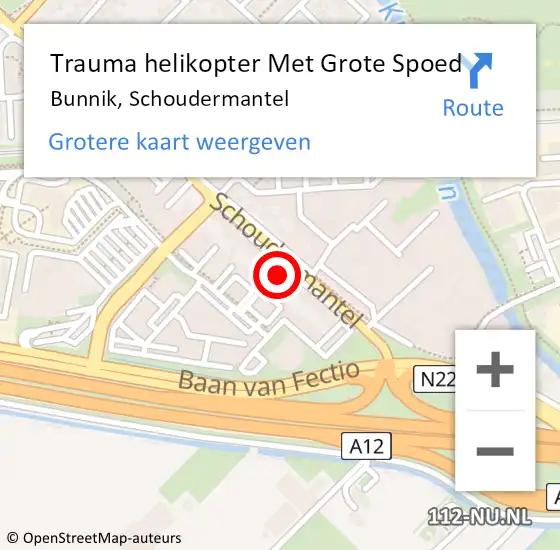 Locatie op kaart van de 112 melding: Trauma helikopter Met Grote Spoed Naar Bunnik, Schoudermantel op 7 september 2024 09:50