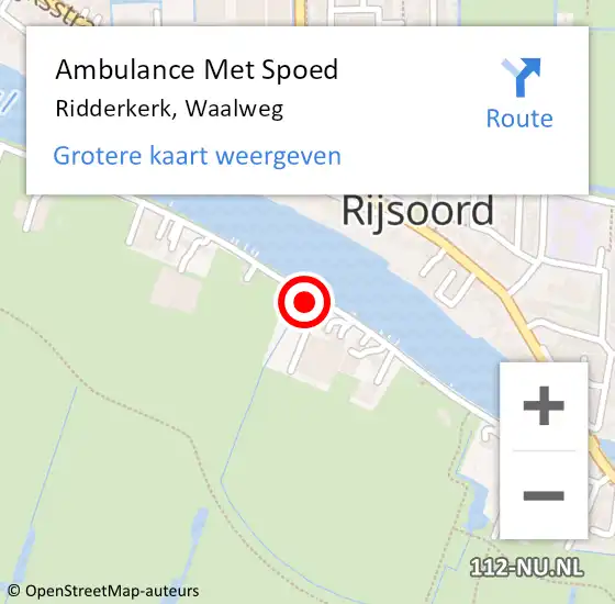 Locatie op kaart van de 112 melding: Ambulance Met Spoed Naar Ridderkerk, Waalweg op 7 september 2024 10:01