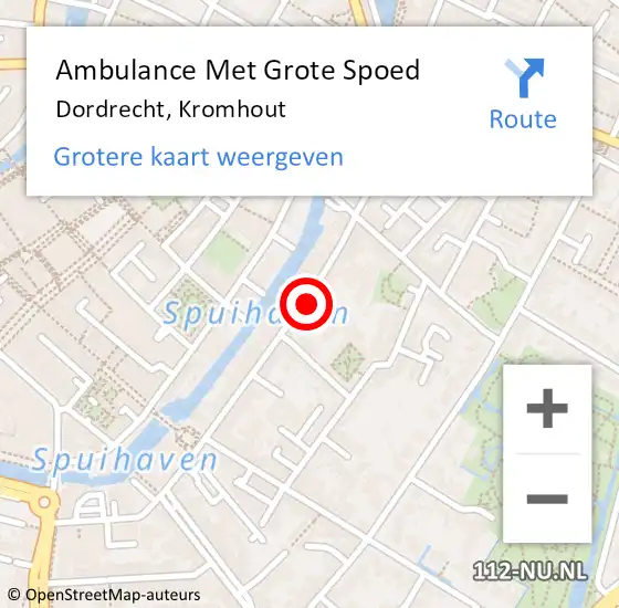 Locatie op kaart van de 112 melding: Ambulance Met Grote Spoed Naar Dordrecht, Kromhout op 7 september 2024 10:23