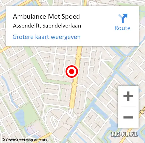 Locatie op kaart van de 112 melding: Ambulance Met Spoed Naar Assendelft, Saendelverlaan op 7 september 2024 10:31