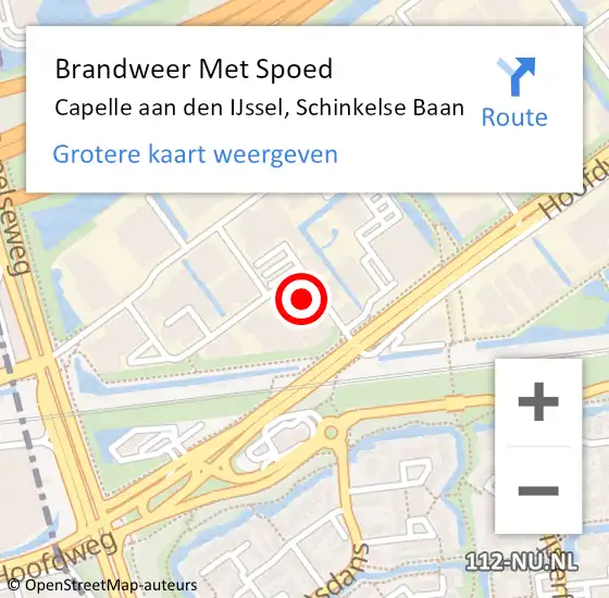 Locatie op kaart van de 112 melding: Brandweer Met Spoed Naar Capelle aan den IJssel, Schinkelse Baan op 7 september 2024 10:43