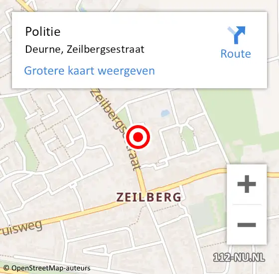 Locatie op kaart van de 112 melding: Politie Deurne, Zeilbergsestraat op 7 september 2024 10:44