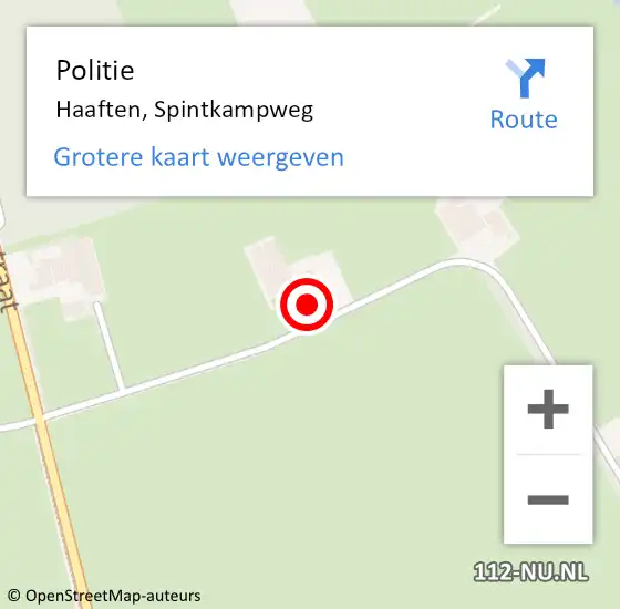 Locatie op kaart van de 112 melding: Politie Haaften, Spintkampweg op 7 september 2024 10:48