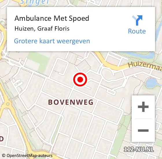 Locatie op kaart van de 112 melding: Ambulance Met Spoed Naar Huizen, Graaf Floris op 19 oktober 2014 09:43