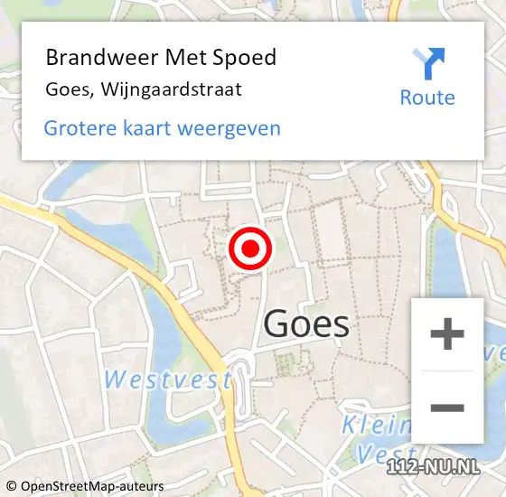 Locatie op kaart van de 112 melding: Brandweer Met Spoed Naar Goes, Wijngaardstraat op 7 september 2024 11:17