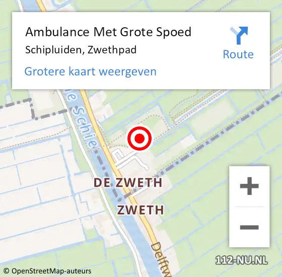 Locatie op kaart van de 112 melding: Ambulance Met Grote Spoed Naar Schipluiden, Zwethpad op 7 september 2024 11:18