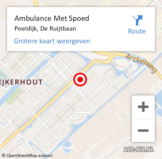 Locatie op kaart van de 112 melding: Ambulance Met Spoed Naar Poeldijk, De Ruijtbaan op 7 september 2024 11:24