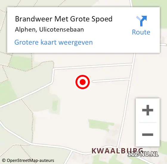 Locatie op kaart van de 112 melding: Brandweer Met Grote Spoed Naar Alphen, Ulicotensebaan op 7 september 2024 11:27