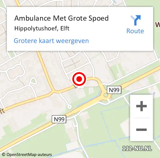 Locatie op kaart van de 112 melding: Ambulance Met Grote Spoed Naar Hippolytushoef, Elft op 7 september 2024 11:37