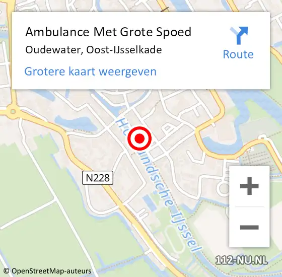 Locatie op kaart van de 112 melding: Ambulance Met Grote Spoed Naar Oudewater, Oost-IJsselkade op 7 september 2024 11:48