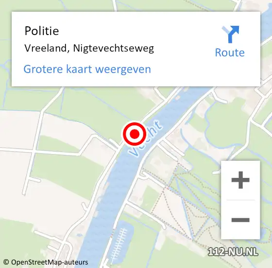 Locatie op kaart van de 112 melding: Politie Vreeland, Nigtevechtseweg op 7 september 2024 11:48