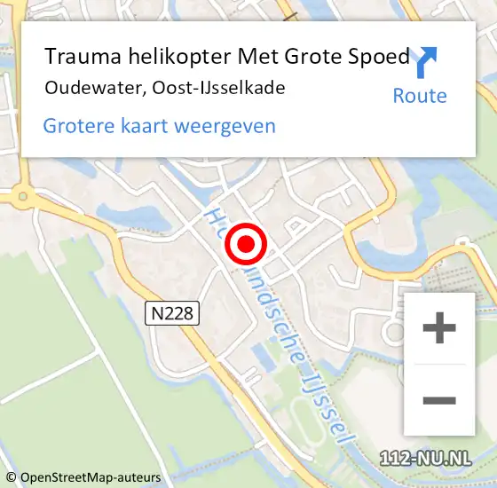 Locatie op kaart van de 112 melding: Trauma helikopter Met Grote Spoed Naar Oudewater, Oost-IJsselkade op 7 september 2024 11:49