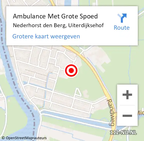 Locatie op kaart van de 112 melding: Ambulance Met Grote Spoed Naar Nederhorst den Berg, Uiterdijksehof op 7 september 2024 11:59