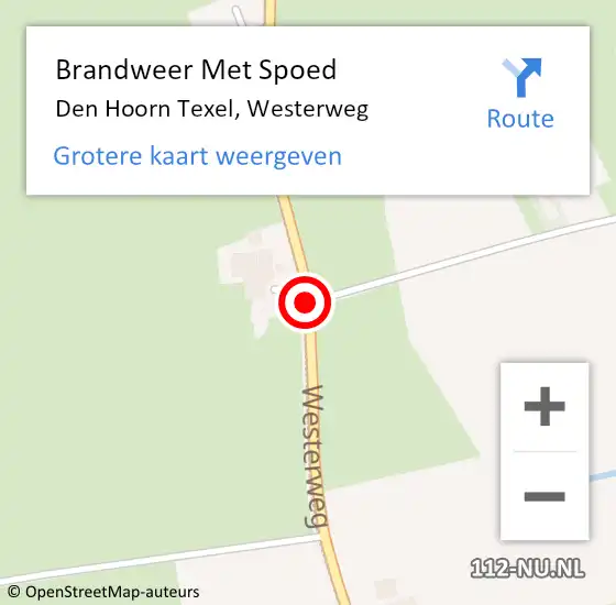 Locatie op kaart van de 112 melding: Brandweer Met Spoed Naar Den Hoorn Texel, Westerweg op 19 oktober 2014 09:50