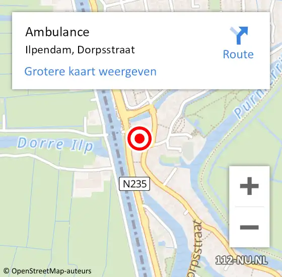 Locatie op kaart van de 112 melding: Ambulance Ilpendam, Dorpsstraat op 7 september 2024 12:14