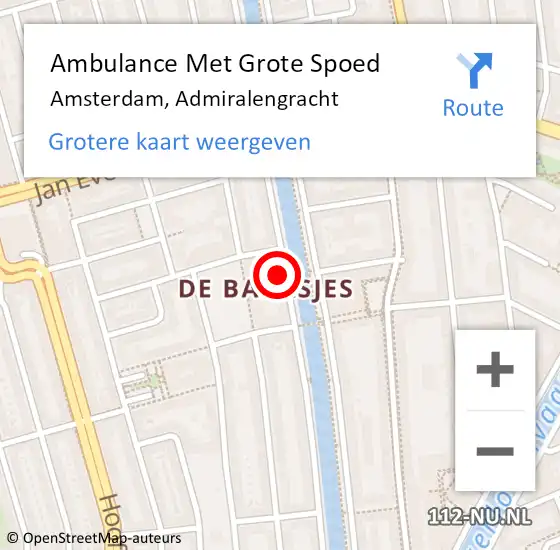 Locatie op kaart van de 112 melding: Ambulance Met Grote Spoed Naar Amsterdam, Admiralengracht op 7 september 2024 12:22