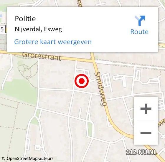 Locatie op kaart van de 112 melding: Politie Nijverdal, Esweg op 7 september 2024 12:22