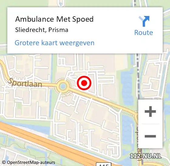 Locatie op kaart van de 112 melding: Ambulance Met Spoed Naar Sliedrecht, Prisma op 7 september 2024 12:36