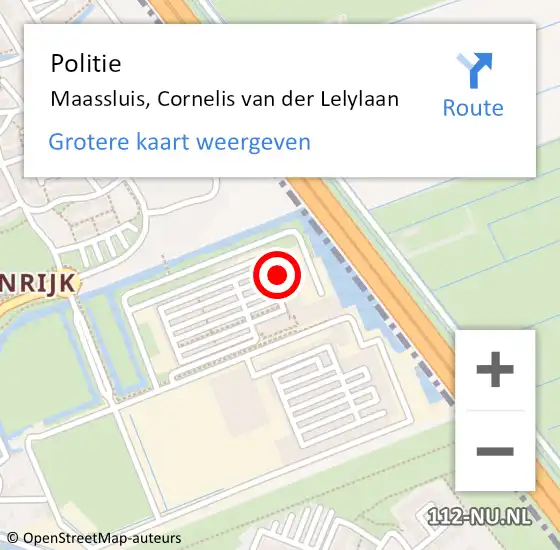 Locatie op kaart van de 112 melding: Politie Maassluis, Cornelis van der Lelylaan op 7 september 2024 12:40