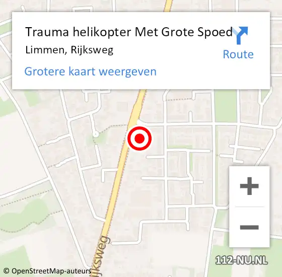 Locatie op kaart van de 112 melding: Trauma helikopter Met Grote Spoed Naar Limmen, Rijksweg op 7 september 2024 12:59