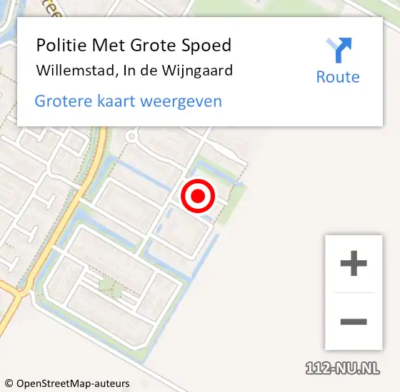 Locatie op kaart van de 112 melding: Politie Met Grote Spoed Naar Willemstad, In de Wijngaard op 7 september 2024 13:11