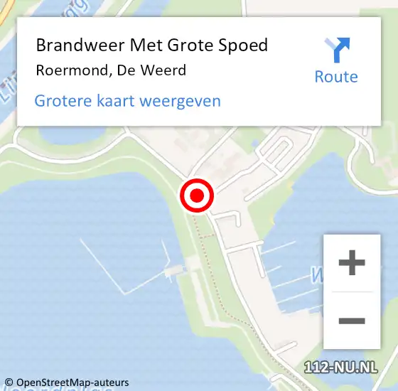 Locatie op kaart van de 112 melding: Brandweer Met Grote Spoed Naar Roermond, De Weerd op 7 september 2024 13:12